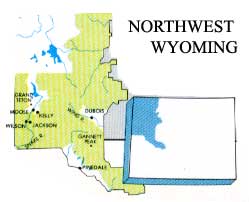 
Map of rural Northwest Wyoming. 
